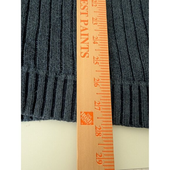 LL Bean Ribbed Sweater Mens Size Large Blue Cotton Knit Full Zip Mock Neck - Picture 8 of 8